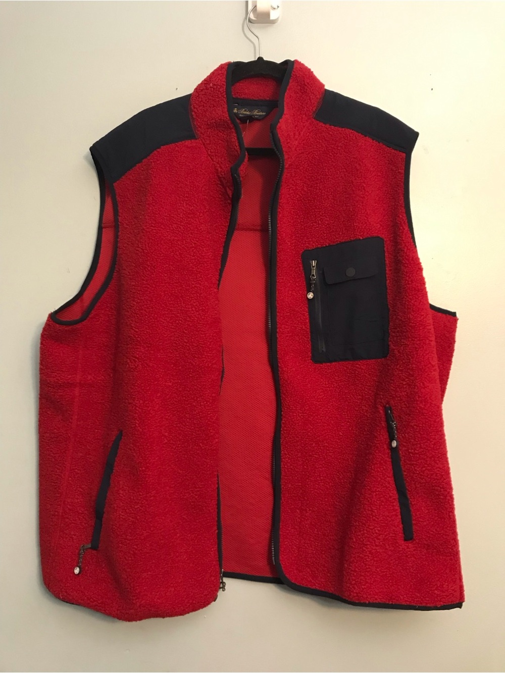 Brooks Brothers Red Sherpa Vest with Black Accents